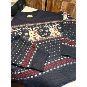 Universal Thread  Spot the Dog Reindeer Fair Isle Sweater 2X Navy